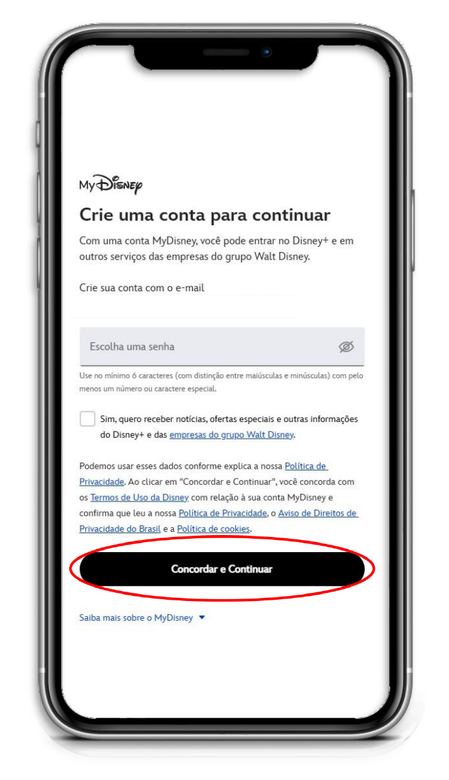 Crie uma nova conta
