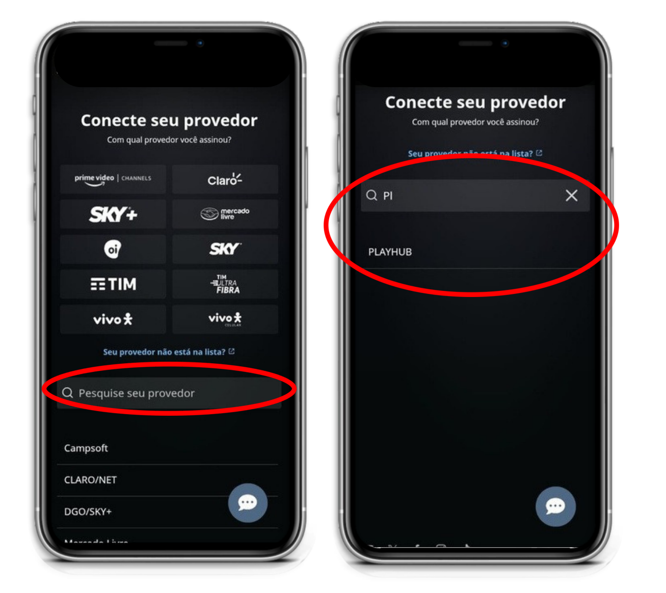 Selecione o provedor PlayHub