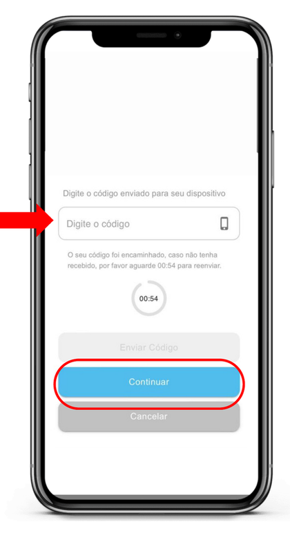 Copie o código recebido
